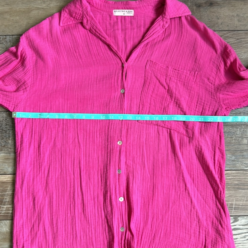Electric & Rose Boyfriend Gauze Oversized Shirt Small Irregular - Picture 10 of 12